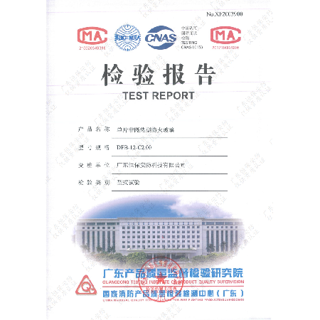 DFB-12-C2.00 12mm高硼硅防火玻璃 報告（廣東恒保安防）